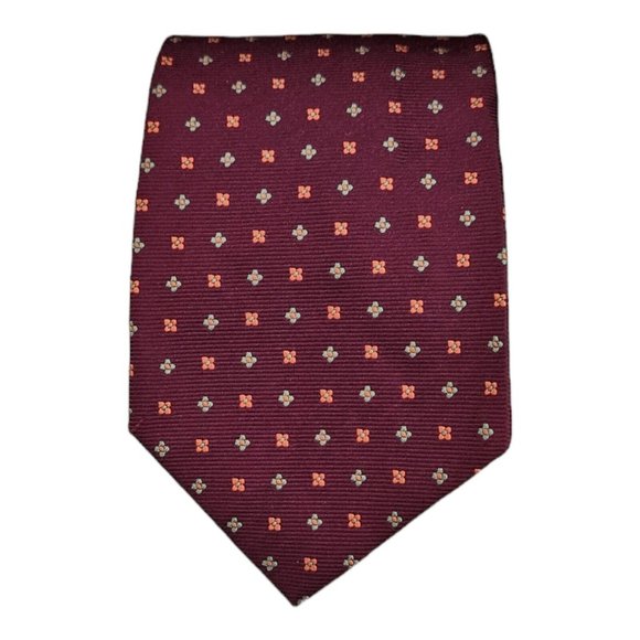 HOLLIDAY & BROWN Bordeaux Floral Silk Tie HANDMADE 59